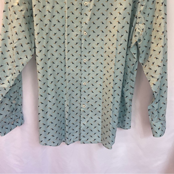 Original Penguin Heritage Slim Fit Men's 17.5 34-35 Blue Toucan Shirt Whimsical - Picture 5 of 16